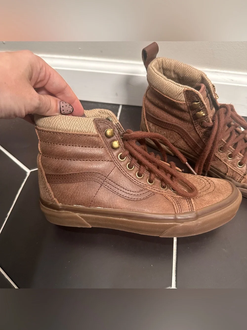 Vans Sk8- MTE Leather High Brown Men’s 5.5 Women’s 7 Sneakers Boot Lace Up